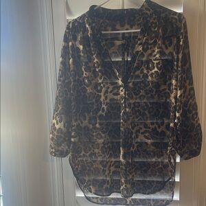 Leopard Print Sheer Blouse